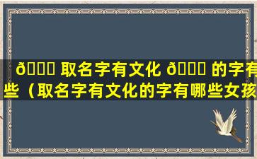 🐛 取名字有文化 🐕 的字有哪些（取名字有文化的字有哪些女孩）